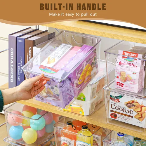 Vista 4 de Paquete de 6 contenedores de almacenamiento transparentes con tapas, cajas de almacenamiento apilables de 7 cuartos de galón para almacenamiento