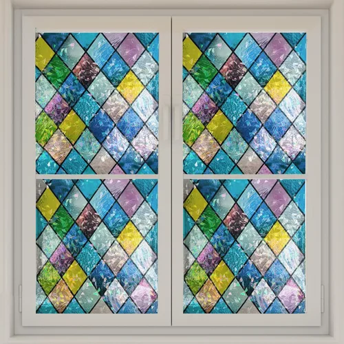 WALPLUS Película decorativa de privacidad para ventana, diseño de arco iris, película extraíble para ventana, bloqueador solar estático, control de