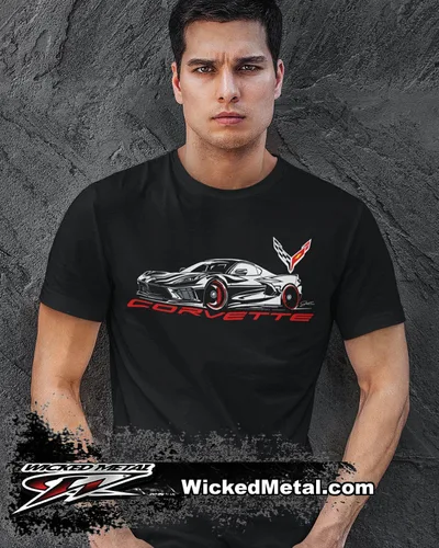 Vista 2 de Camisa estilizada Corvette C8 - Camisa Muscle Car