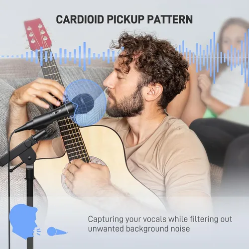 Vista 3 de SUDOTACK Micrófono de karaoke con cable de mano: micrófono vocal dinámico para sistema de PA, altavoces AMP con cable de 9.84 pies y interruptor