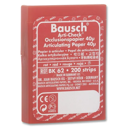 Bausch Papel articulado 40u (.0016") Tiras precortadas rojas BK-62 (200)
