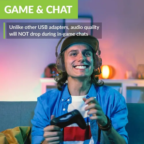 Vista 4 de Avantree DG59M - Auriculares Bluetooth con micrófono para PS5 y PS4, auriculares inalámbricos con adaptador USB para PC, laptop, computadora