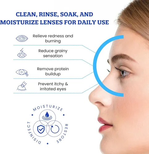 Vista 6 de Solución de lentes de contacto de tamaño de viaje libre de crueldad, 3 onzas líquidas, limpiador y acondicionador suave multiusos para el cuidado
