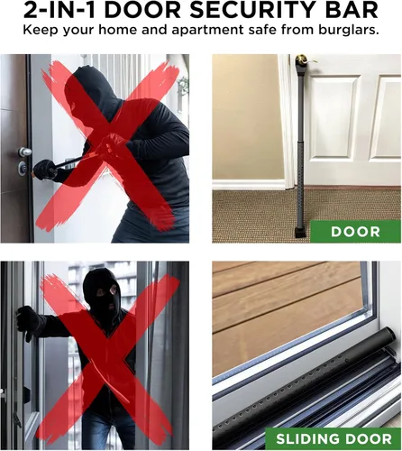Vista 5 de Guard Dog Security Perilla de puerta ajustable 2 en 1 para puerta de patio Jammer y barra de seguridad para puerta corrediza 40 ajustes diferentes