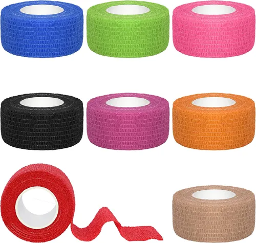Vista 6 de Tindobewan 8 rollos de vendaje cohesivo de 1 pulgada, vendaje autoadherente transpirable, cinta adhesiva elástica para deportes, muñeca, tobillo
