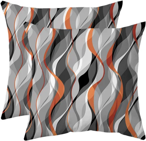 Vista 11 de Juego de 2 fundas de almohada modernas con líneas geométricas en blanco y negro para sala de estar, sofá, decoración del hogar, arte abstracto