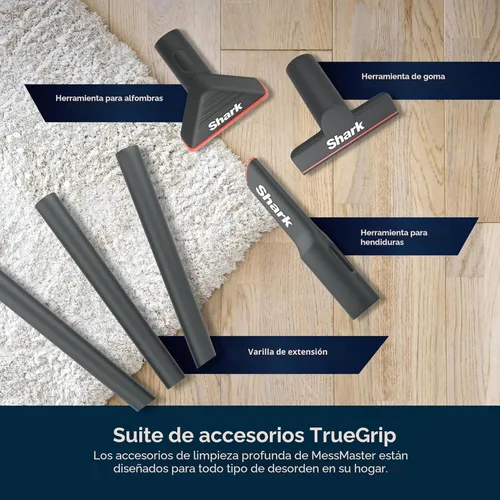 Vista 11 de Shark MessMaster Portable Wet Dry Vacuum, 1 Gallon Capacity, True Grip Accessory Suite, Corded, Perfect for Pets & Cars, Ultra-Powerful Suction for