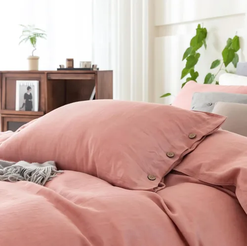 Vista 36 de EVERLY Juego de funda de edredón de lino 100% puro tamaño Twin 68X90 pulgadas 2 piezas (1 funda de edredón, 1 funda de almohada) suave