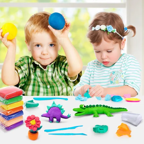 Vista 11 de ESSENSON Arcilla seca al aire en 27 colores, arcilla para modelar para niños, arcilla mágica para moldura de bricolaje con herramientas, regalos