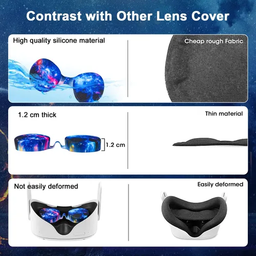 Vista 27 de VR Accessories for Oculus Quest 2, Silicone Face Cover/Controller Grip Cover/VR Shell Cover/Lens Cover/10PCS Disposable Eye Cover are Included in VR