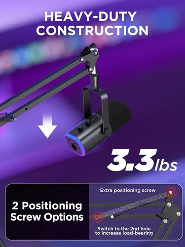 Vista 2 de InnoGear Soporte de Micrófono con Brazo Articulado para Blue Yeti HyperX QuadCast S SoloCast Snowball Fifine K669B y otros Micrófonos