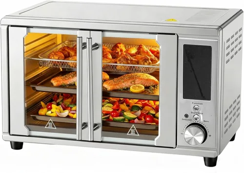 Vista 11 de Simple Deluxe Horno eléctrico para pizza de interior de 1600 W, 6 modos de cocción para pizza de 12 pulgadas, calentamiento rápido con control