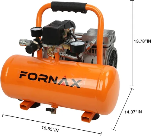 Vista 2 de FORNAX Compresor de aire, compresor portátil sin aceite de 2 galones, 120 V 1 HP, 2.2 CFM a 90 PSI, máximo 125 PSI, compresor portátil ultra