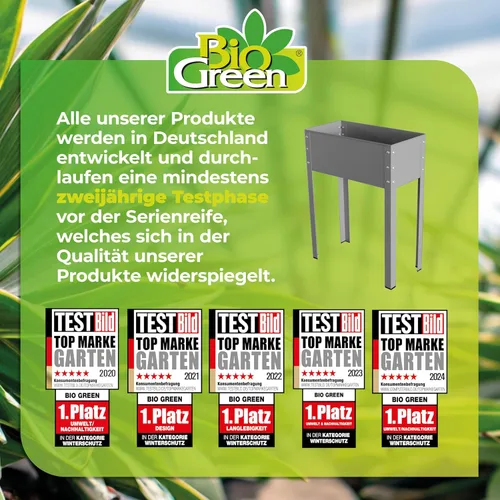 Vista 6 de Bio Green Freising-L - Cama de jardín elevada de metal con drenaje Pequeña maceta galvanizada y con recubrimiento de polvo para exteriores