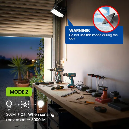 Vista 4 de Luces solares de inundación al aire libre, 294 luces LED con sensor de movimiento al aire libre, luz solar de inundación impermeable IP67