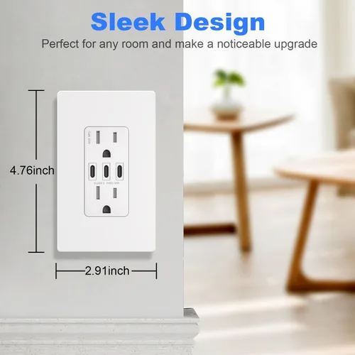 Vista 2 de Cubierta de tomacorriente, placa de pared decorativa sin tornillos, cubierta de enchufe de alimentación para interruptor de luz, tamaño estándar