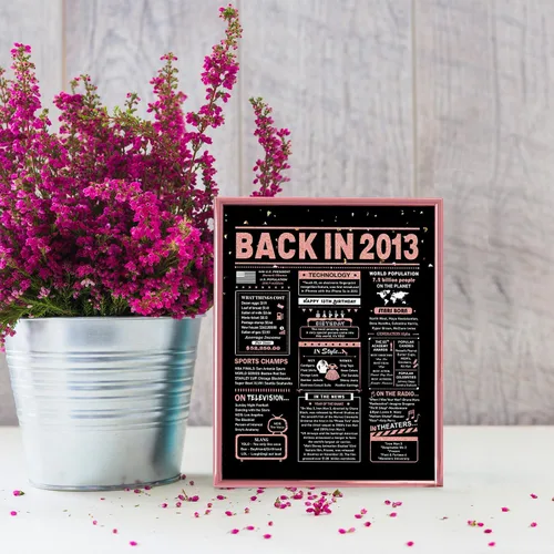 Vista 8 de BGTCARDS Tarjeta de cumpleaños número 13, decoraciones de cumpleaños número 13 para niñas, regalos divertidos para hija, en 2013, tarjeta de oro rosa