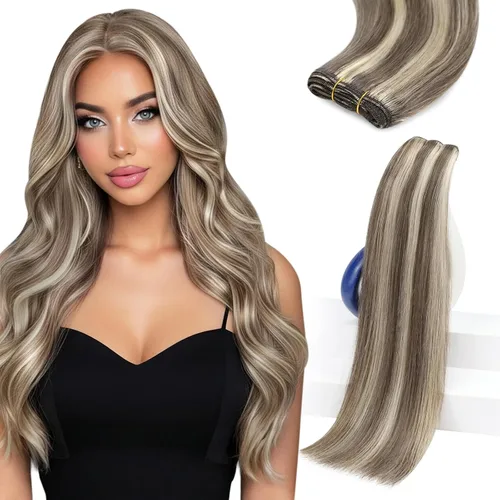 Vista 24 de Sunny Hair Extensiones de Cabello para Coser de Cabello Humano Real Negro Extensiones de Cabello en Trama para Mujeres Cabello Real Extensiones