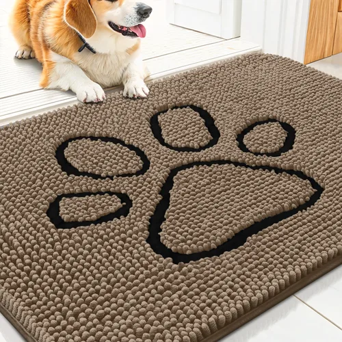 Vista 185 de Smiry Tapete para puerta de perro para patas fangosas, absorbente que atrapa la suciedad, antideslizante, de secado rápido, lavable, tapete