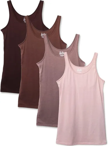 Vista 13 de Kalon Paquete de 4 camisetas sin mangas para mujer con diseño moderno y pechugona