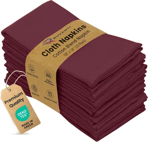 Vista 20 de Ruvanti Juego de 12 servilletas de tela de 18 x 18 pulgadas, lavables, suaves, duraderas, absorbentes, de mezcla de algodón, para hotel, almuerzo