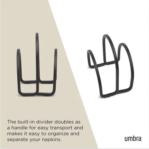 Vista 5 de Umbra Servilletero Squire para cena cuadrada y rectangular, cóctel, servilletas de almuerzo, diseño moderno de metal que parece hierro fundido
