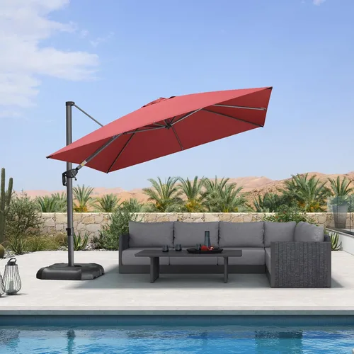 Vista 54 de PURPLE LEAF Sombrilla de Patio de 8 Pies para Exteriores Sombrilla Cantilever Cuadrada de Aluminio Sombrilla Offset con Rotación de 360 Grados