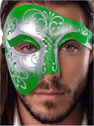 Vista 30 de Máscara de mascarada para hombre, máscara del fantasma de la ópera, máscara de baile de graduación, Mardi Gras, Haloween veneciano, media cara
