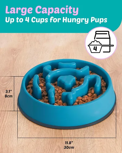 Vista 6 de Cuenco de alimentación lenta para perros grandes – Tazones de comida de alimentación lenta para perros de razas grandes – Cuenco para perros