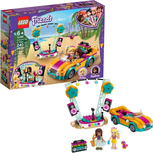 LEGO Friends Andrea's Car & Stage Playset 41390 Kit de construcción, incluye un auto de juguete y un pájaro de juguete (240 piezas)