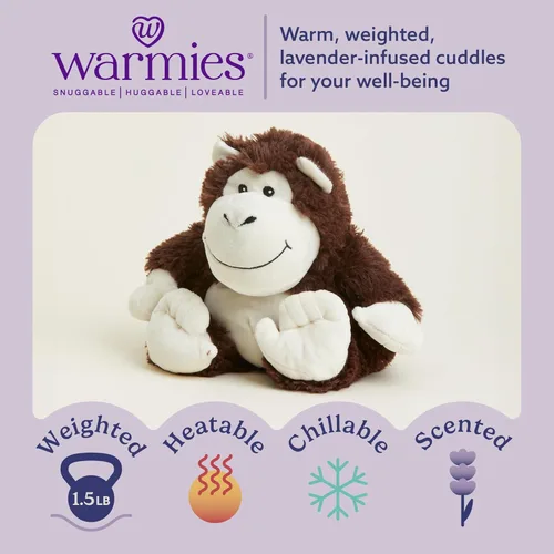 Vista 2 de warmies Animales de peluche con peso y aptos para microondas, mono – Peluches calefactables para calidez y comodidad – Bonitos juguetes de peluche