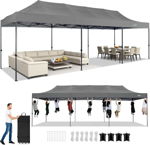 COBIZI 10x30 Heavy Duty Pop Up Canopy Tent – No Sidewalls, Commercial Grade, UPF 50+ UV Protection, Waterproof & Windproof, All-Season Outdoor Party