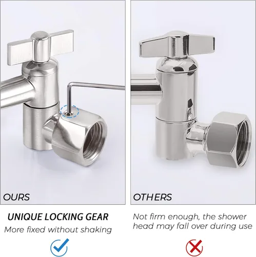 Vista 7 de G-Promise Cabezal de ducha de metal de 10 pulgadas con combo de rociador de mano, desviador de 3 ajustes, brazo de extensión ajustable con juntas