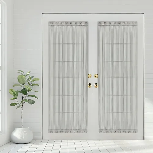 Vista 18 de Aquazolax - Cortinas transparentes para puerta y ventana gris - Cortinas con bolsillo para barra de 25 x 40 pulgadas para puertas de cristal