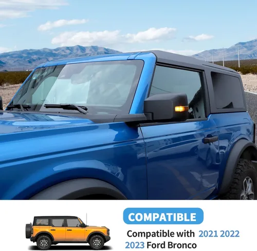 Vista 7 de Cubierta de lámpara de señal de giro para espejo lateral compatible con Ford Bronco 2021 2022 2023 (negro ahumado)