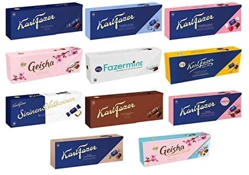 Karl Fazer Chocolate 9.52 oz (paquete de 10) – Elige cualquier caja de 10 de chocolate finlandés de Many Flavors