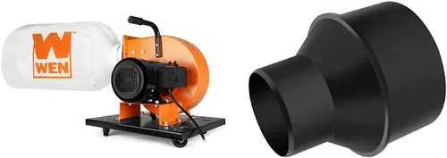 WEN DC3474 Colector de polvo rodante de 7.4 amperios con motor de inducción, bolsa de 15 galones y montaje en pared opcional, negro y POWERTEC 70136