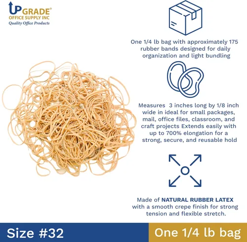 Vista 5 de Upgrade Office Supply UPG23732 Bandas de goma, tamaño 32 (3 x 1/8 pulgadas), 175 bandas, 1/4 libras, EE. UU