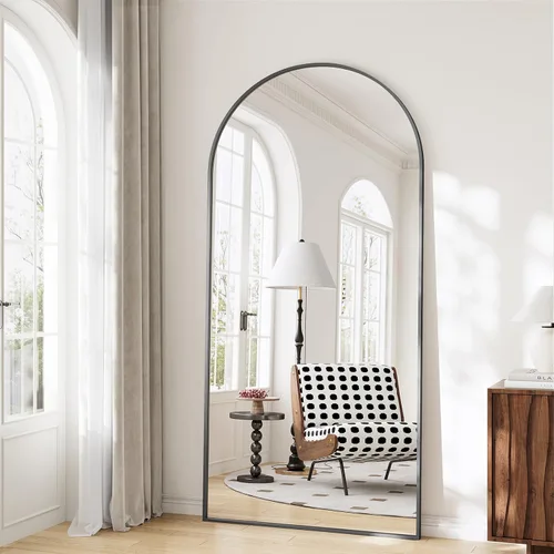 Vista 25 de Espejo de gran tamaño de longitud completa, 35"x78" gran espejo arqueado de longitud completa con soporte, decoración de habitación, espejo grande