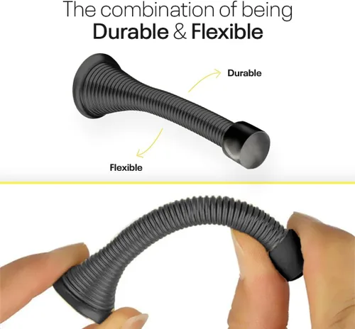 Vista 3 de Topes de puerta para pared – Tope de puerta de resorte – Topes de puerta negros – 3-1/4" – Tope de puerta negro – Paquete de 4 – Topes de puerta