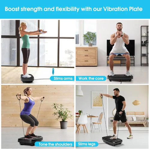 Vista 6 de SoftGym Vibration Plate Exercise Machine for Lymphatic Drainage,Power Vibrate Stand Shake Board 450 Lbs Capacity Whole Body Workout Waver with