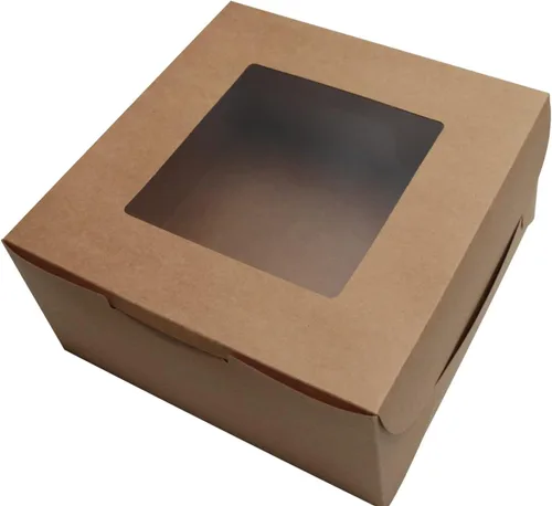 Vista 10 de PQZKLDP Paquete de 12 cajas de pastel de papel kraft marrón de 6 x 6 x 5 pulgadas con ventana, embalaje de regalo, cajas de panadería, postres