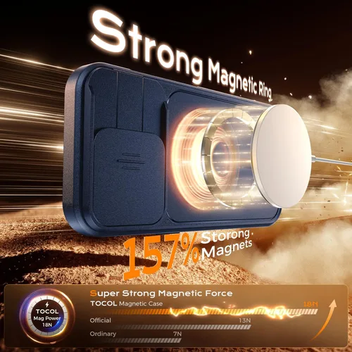 Vista 616 de TOCOL Funda para iPhone 11, compatible con Magsafe, protección completa de cámara, imanes integrados, protección contra caídas, funda translúcida