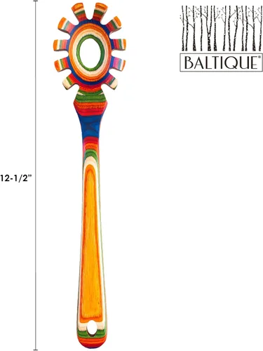 Vista 6 de Baltique Marrakesh Collection - Cuchara de madera para espaguetis y servidor de pasta con dientes (12-12")