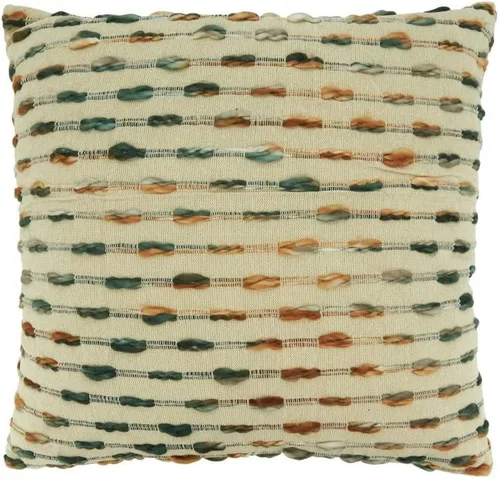 Fennco Styles Funda de almohada decorativa de algodón tejido a rayas multicolor de 20 pulgadas de ancho x 20 pulgadas de largo, moderna funda de