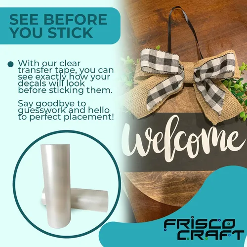 Vista 6 de Frisco Craft C-370 - Rollo de cinta de transferencia transparente para vinilo de 4" x 50 pies, plana Cinta de aplicación perfecta para adhesivo