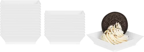 Restaurantware Mini platos de degustación de 2.5 x 2.5 pulgadas, 100 platos cuadrados desechables de plástico, platos de plástico blanco duraderos y