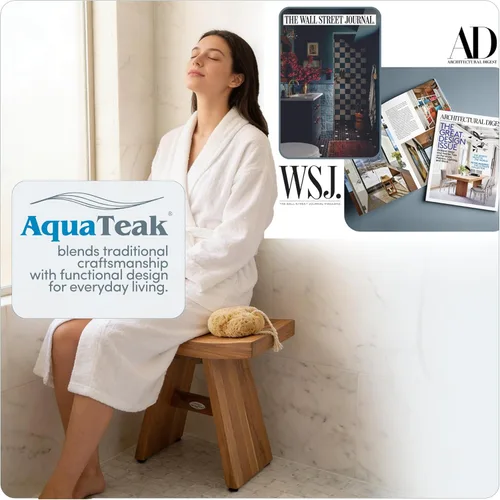 Vista 7 de Banco de teca para la ducha de 18 pulgadas, original de Asia, 304, Marrón, 1, 1