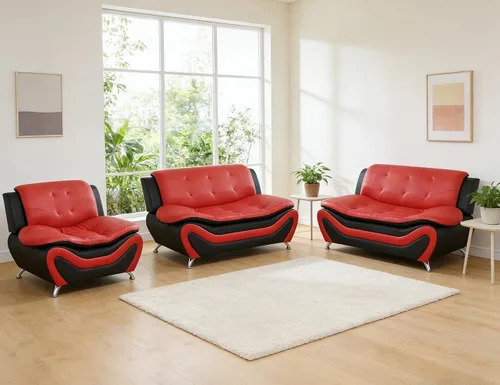 Vista 78 de Sofá seccional de cuero negro, juego de muebles de sala de estar, juego de 2 piezas de sofá moderno para sala de estar, apartamento, oficina, negro#1