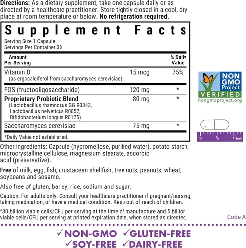 Vista 2 de BlueBonnet Nutrition Pre Pro Post Probiotic 30 Billion CFU^ Shelf Stable – for Women & Men Digestion, Gut, Mood, Immune* - Free of Dairy, Gluten &